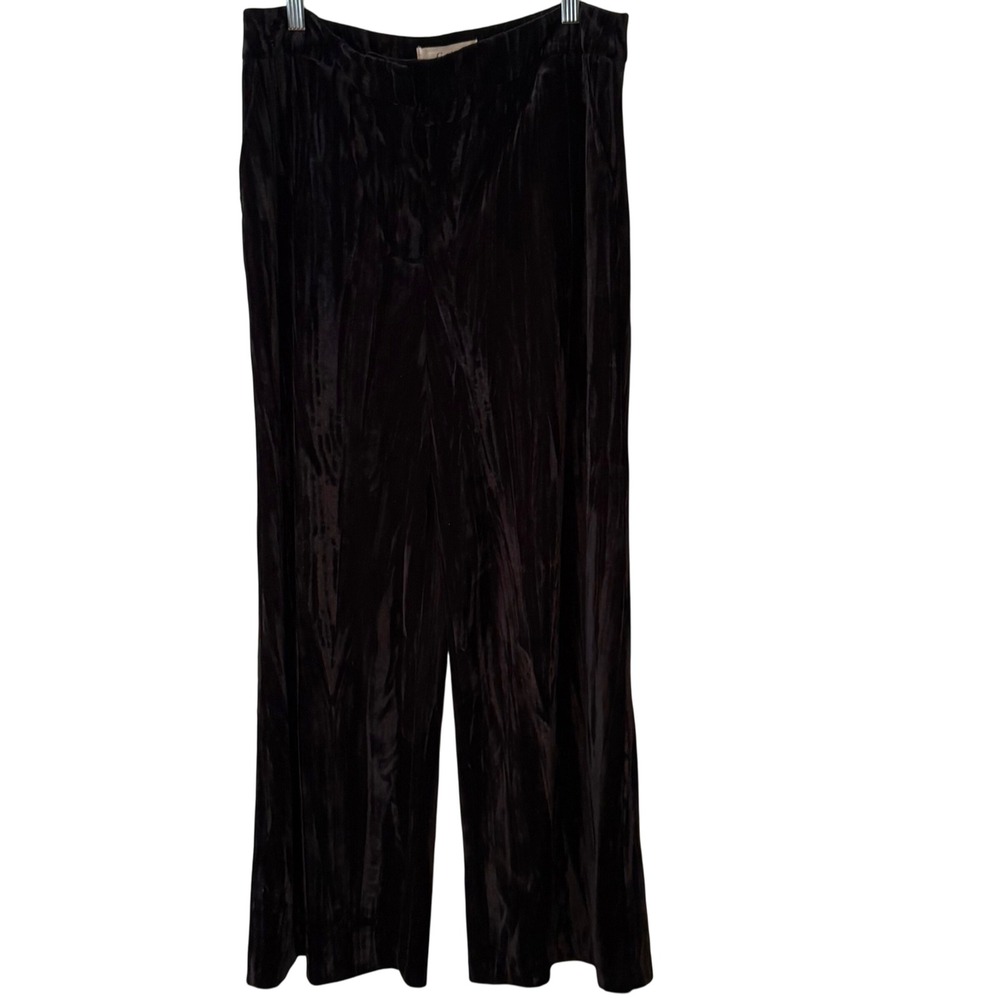 NWT Chelsea and Violent Women's Black Textured Velvet Wide‎ Leg Patns in Size L